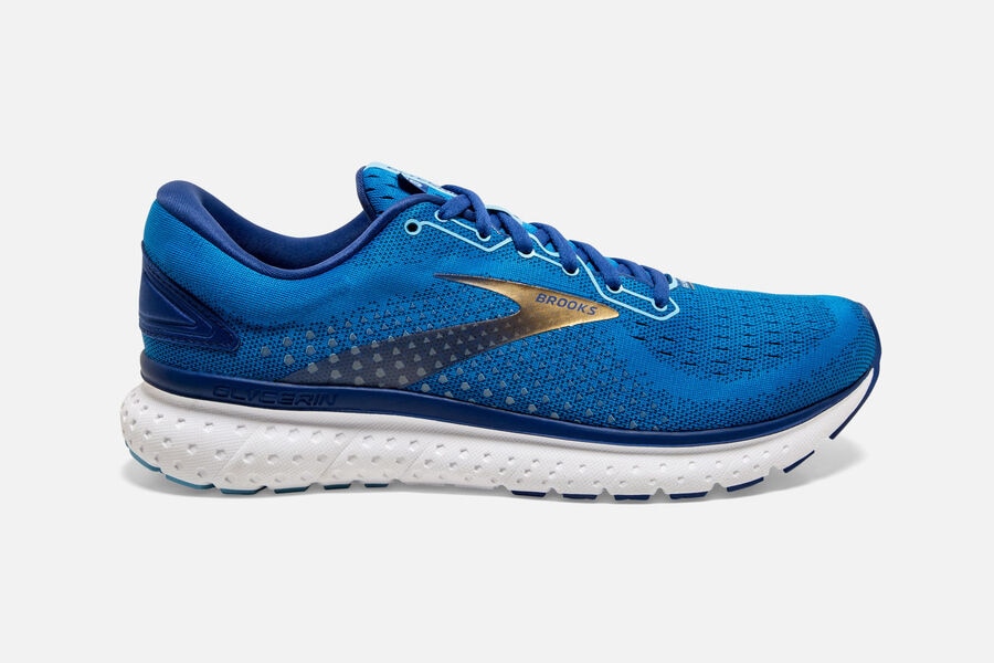 Brooks Running Shoes Mens Blue/Gold - Glycerin 18 Road - 8639-MXACS